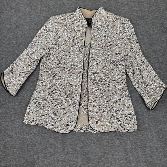 Alex Evenings Twin Set Two Piece Jacket Tank Women Petite Small Beige Glitter - Picture 1 of 9